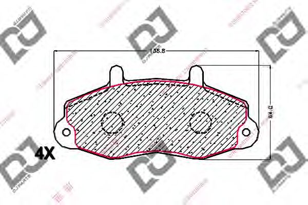 Комплект тормозных колодок, дисковый тормоз DJ PARTS BP1688