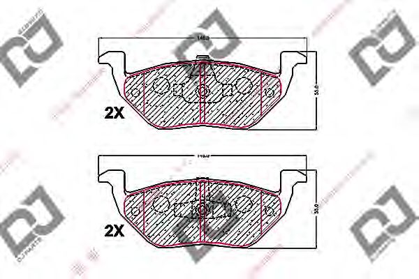 Комплект тормозных колодок, дисковый тормоз DJ PARTS BP1705