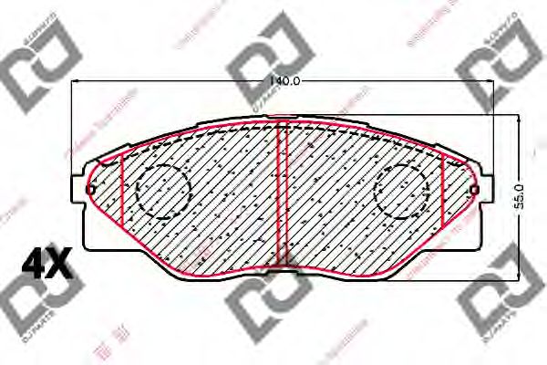 Комплект тормозных колодок, дисковый тормоз DJ PARTS BP2136