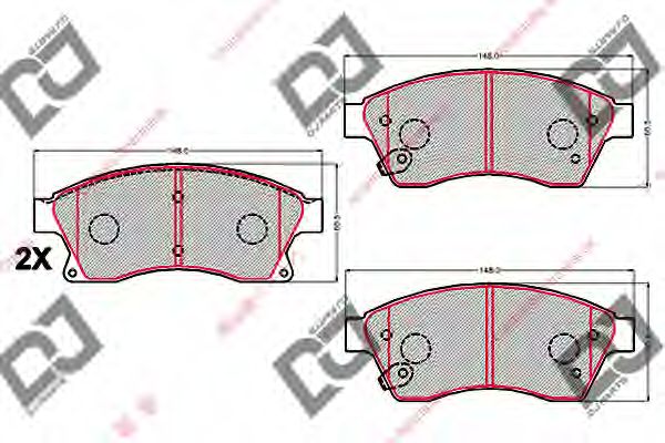 Комплект тормозных колодок, дисковый тормоз DJ PARTS BP2151