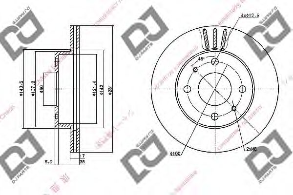 Тормозной диск DJ PARTS BD1074
