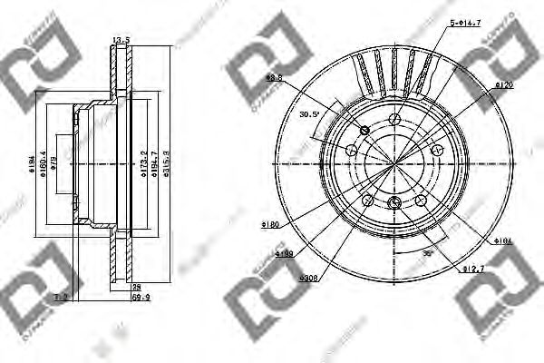 Тормозной диск DJ PARTS BD1158