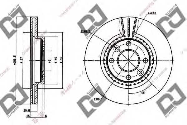 Тормозной диск DJ PARTS BD1188