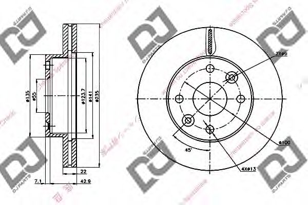 Тормозной диск DJ PARTS BD1253