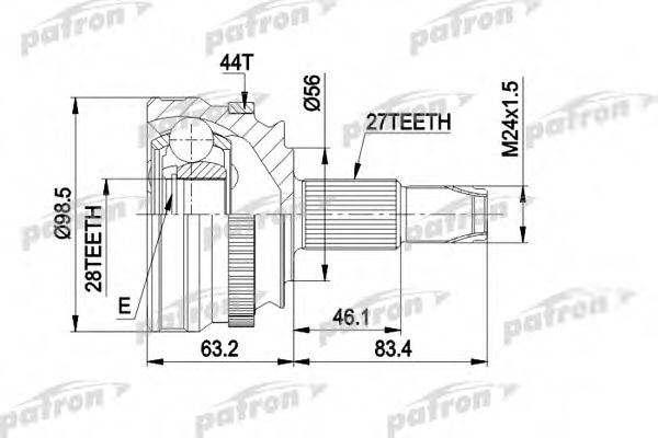 Шарнирный комплект, приводной вал PATRON PCV1152