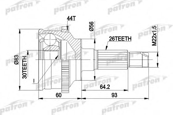 Шарнирный комплект, приводной вал PATRON PCV1304A