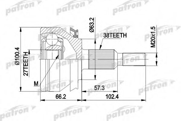 Шарнирный комплект, приводной вал PATRON PCV4032