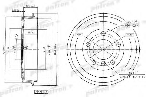 Тормозной барабан PATRON PDR1035