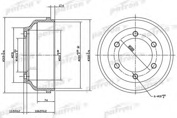 Тормозной барабан PATRON PDR1068