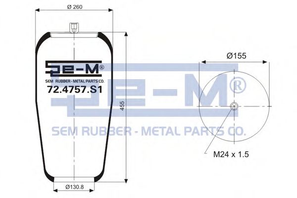 Кожух пневматической рессоры SEM LASTIK 72.4757.S1