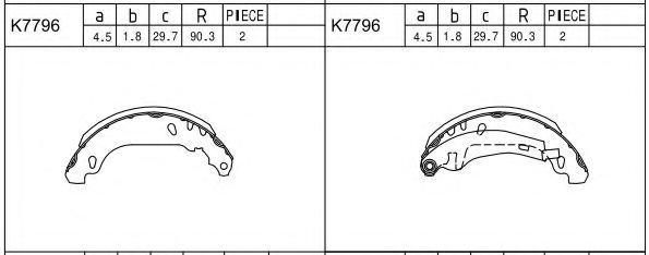 Комплект тормозных колодок ASIMCO K7796