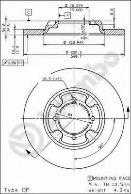 Тормозной диск BREMBO 08.3109.10