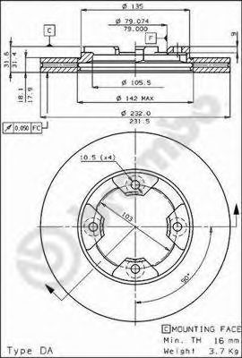 Тормозной диск BREMBO 09.3105.10