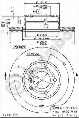 Тормозной диск BREMBO 09.6924.14