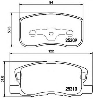 Комплект тормозных колодок, дисковый тормоз BREMBO P 54 046