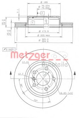 Тормозной диск METZGER 24916 V