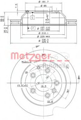 Тормозной диск METZGER 25136 V