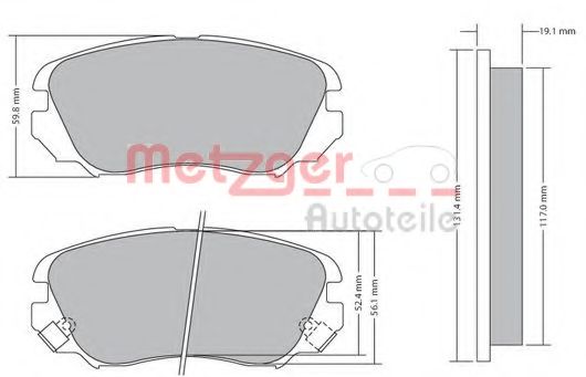 Комплект тормозных колодок, дисковый тормоз METZGER 1170291