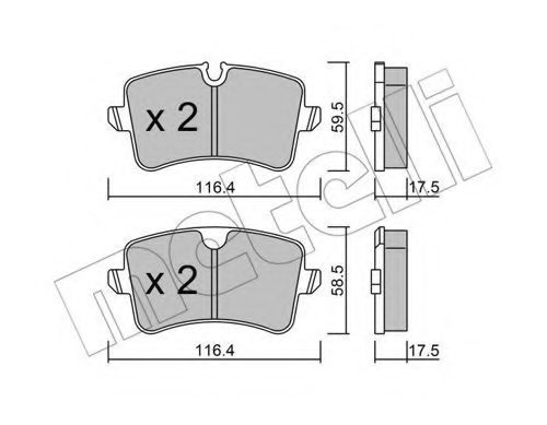 Комплект тормозных колодок, дисковый тормоз METELLI 22-0955-0