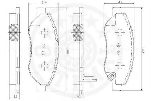 Комплект тормозных колодок, дисковый тормоз OPTIMAL 12471
