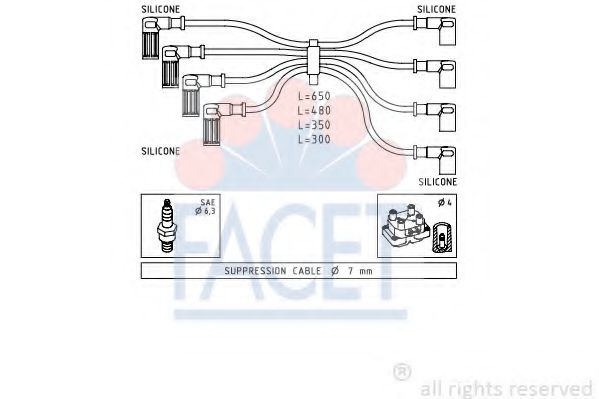 Комплект проводов зажигания FACET 4.8888