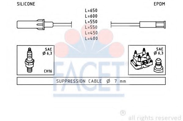 Комплект проводов зажигания FACET 4.9345