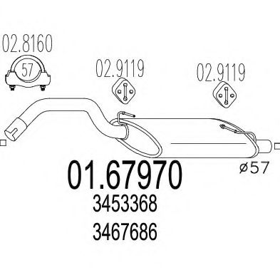 Глушитель выхлопных газов конечный MTS 01.67970