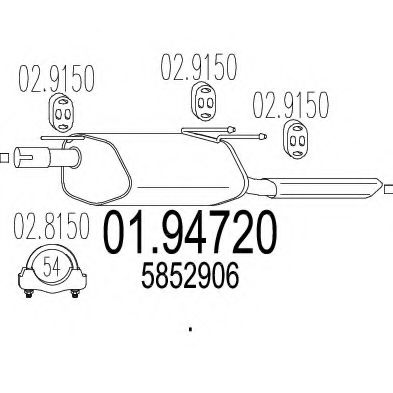 Глушитель выхлопных газов конечный MTS 01.94720