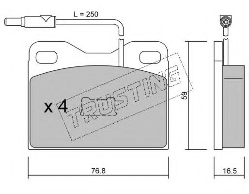Комплект тормозных колодок, дисковый тормоз TRUSTING 017.3