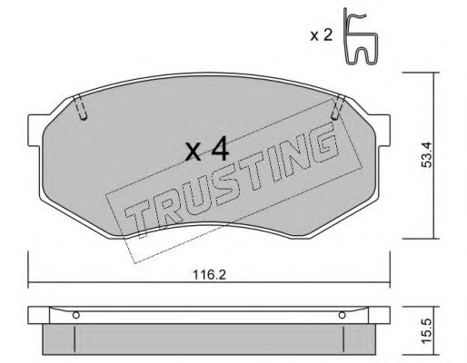 Комплект тормозных колодок, дисковый тормоз TRUSTING 487.0