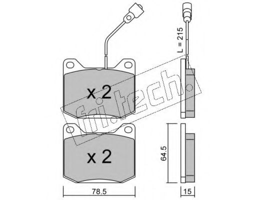Комплект тормозных колодок, дисковый тормоз fri.tech. 082.1