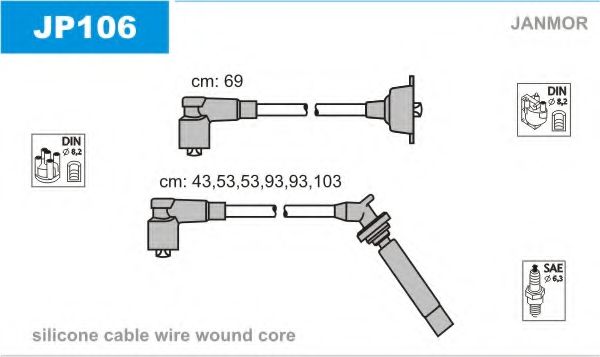 Комплект проводов зажигания JANMOR JP106