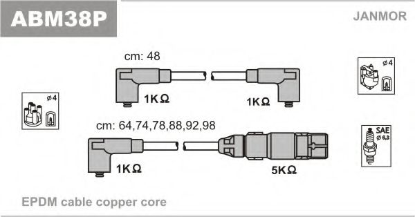 Комплект проводов зажигания JANMOR ABM38P