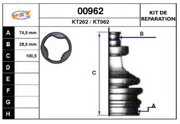 Комплект пылника, приводной вал SNRA 00962