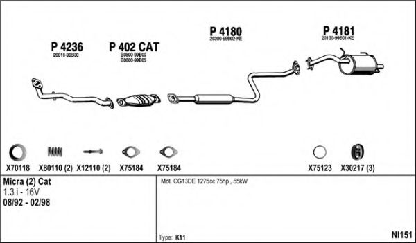 Система выпуска ОГ FENNO NI151