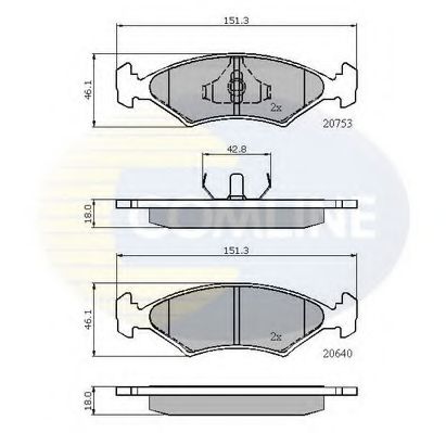 Комплект тормозных колодок, дисковый тормоз COMLINE CBP0118