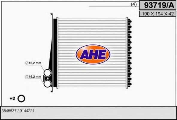 Теплообменник, отопление салона AHE 93719/A