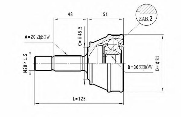 Шарнирный комплект, приводной вал STATIM C.304