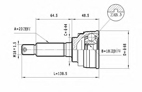 Шарнирный комплект, приводной вал STATIM C632
