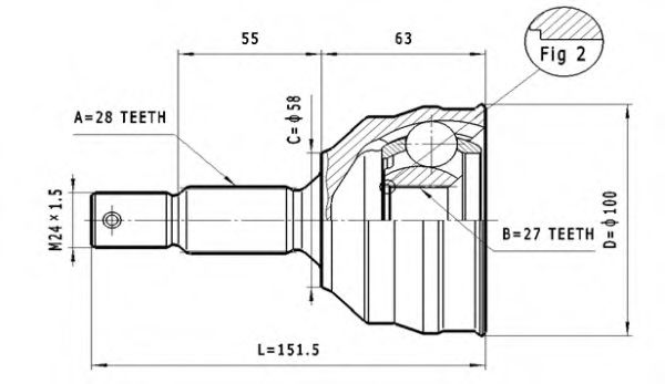 Шарнирный комплект, приводной вал STATIM C.112