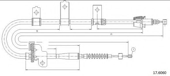 Трос, стояночная тормозная система CABOR 17.6060