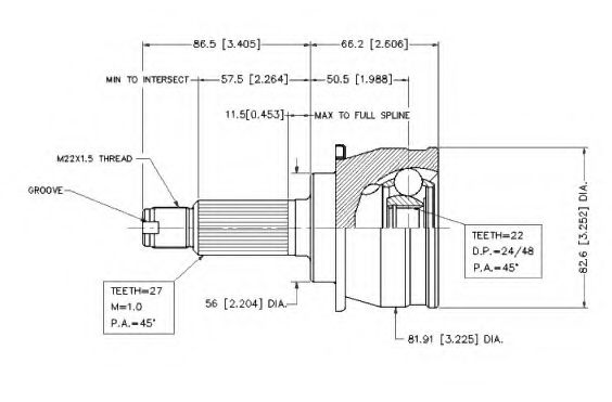 Шарнирный комплект, приводной вал VEMA 18536