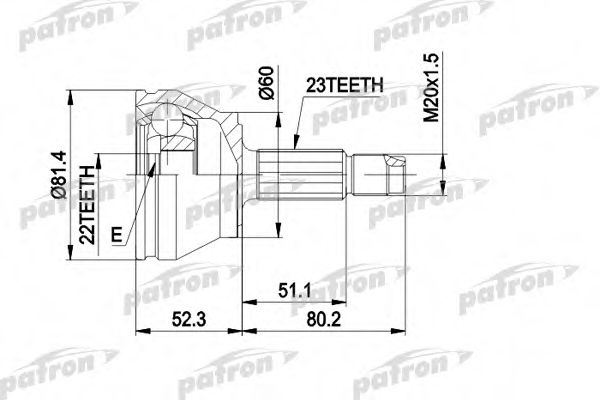 Шарнирный комплект, приводной вал PATRON PCV1156