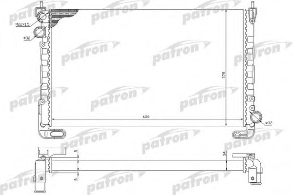Радиатор, охлаждение двигателя PATRON PRS3205