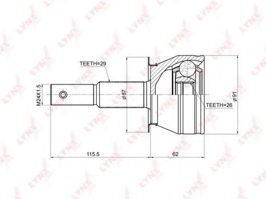 Шарнирный комплект, приводной вал LYNXauto CO-3675