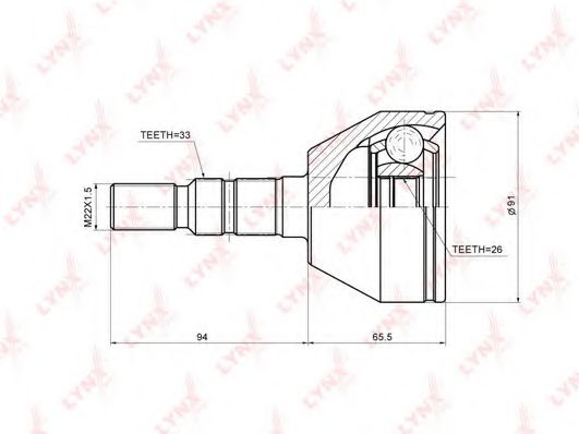 Шарнирный комплект, приводной вал LYNXauto CO-5921