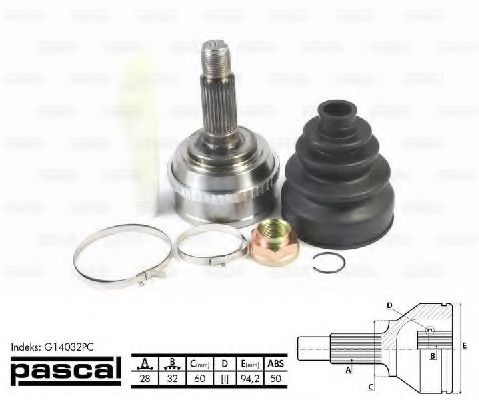 Шарнирный комплект, приводной вал PASCAL G14032PC