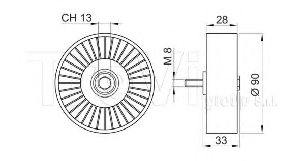 Паразитный / ведущий ролик, поликлиновой ремень TREVI AUTOMOTIVE TA1872