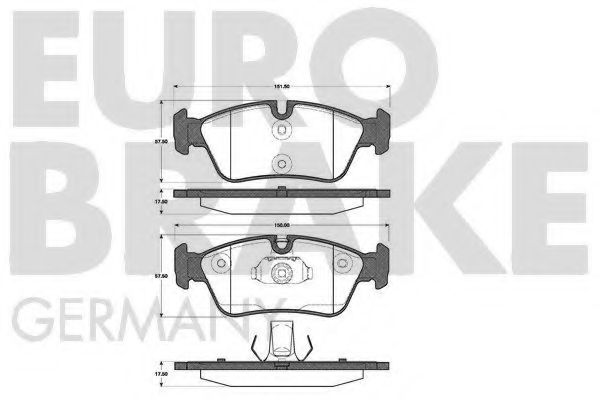 Комплект тормозных колодок, дисковый тормоз EUROBRAKE 5502221525
