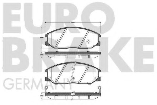 Комплект тормозных колодок, дисковый тормоз EUROBRAKE 5502223414